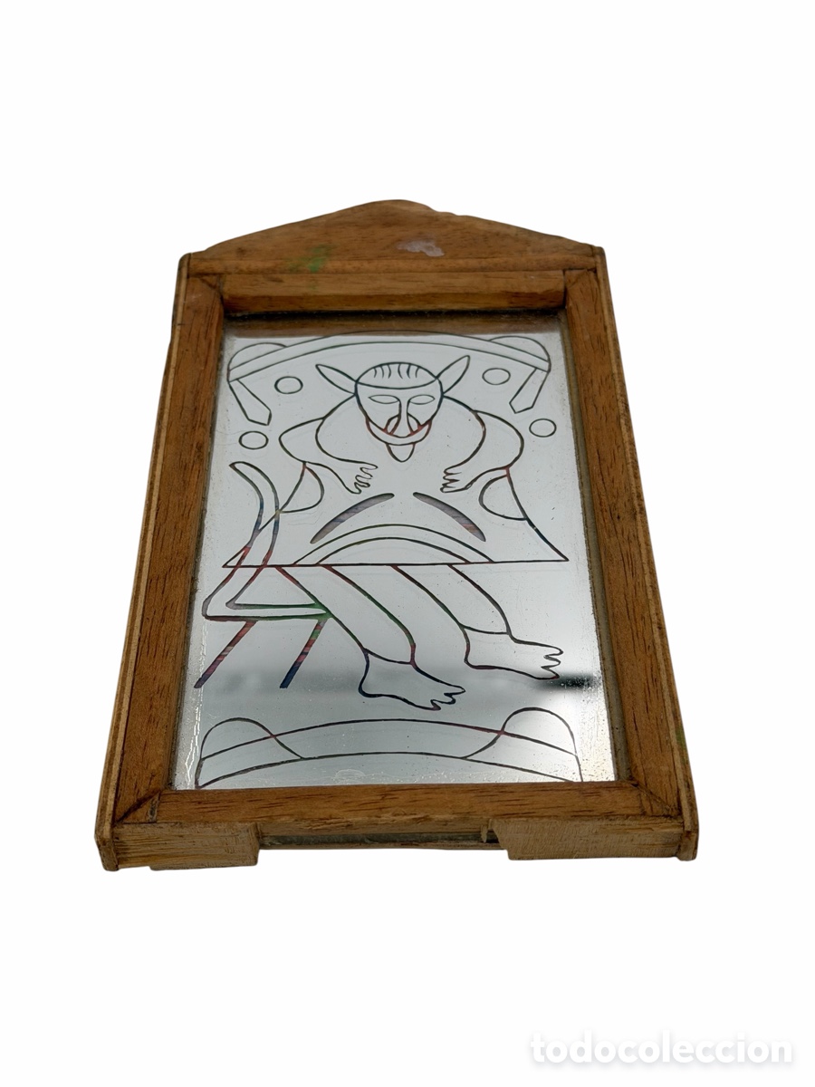 Otros Objetos de Arte: Antiguo Espejo Pintado al &Oacute;leo de estilo Cubista