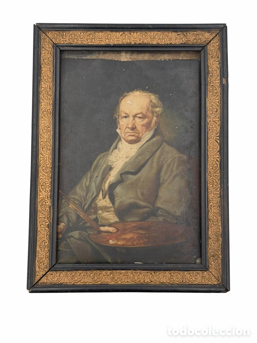 Otros Objetos de Arte: Antiguo Grabado sobre Metal Retrato De Goya