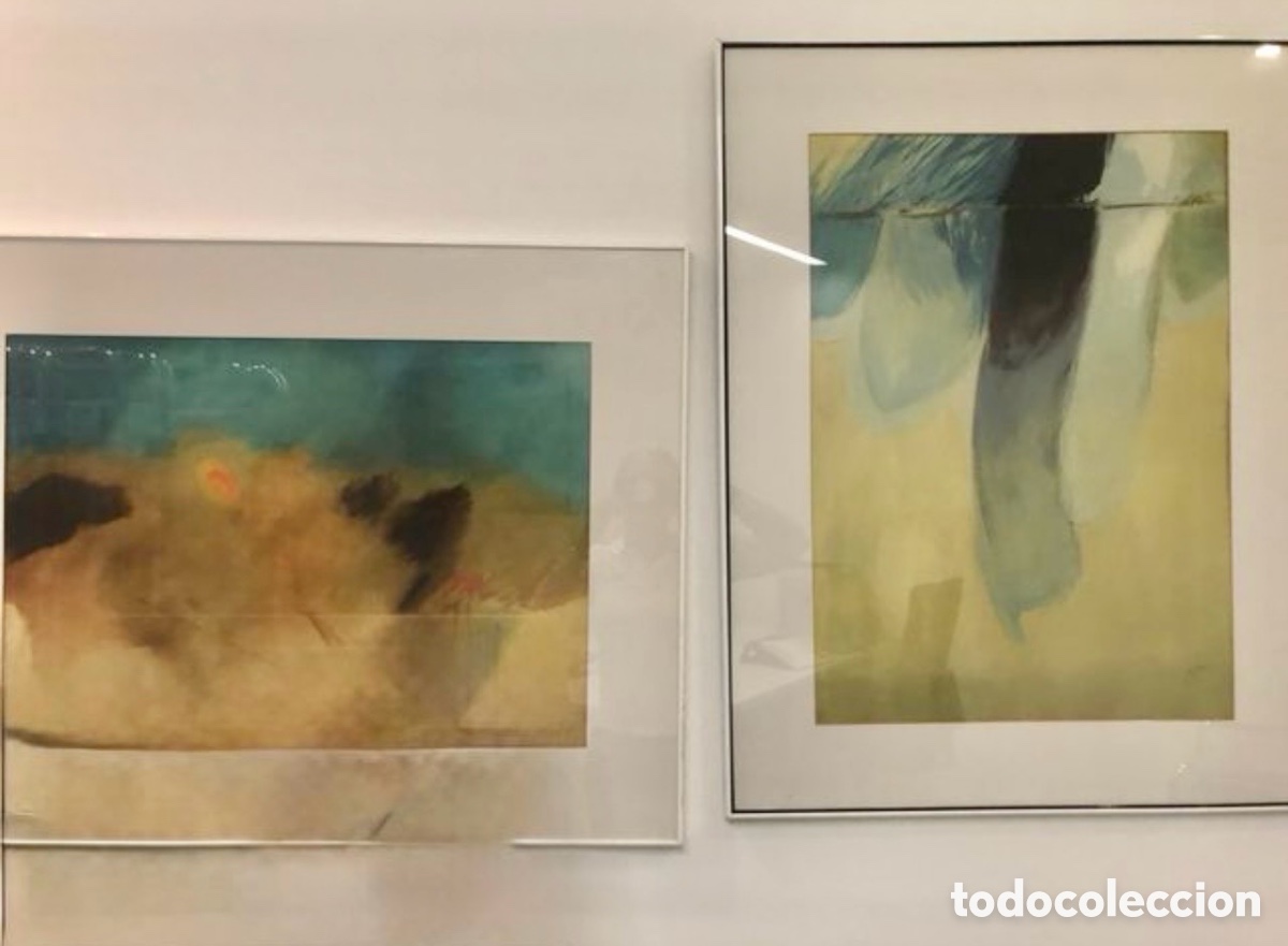Otros Objetos de Arte: Pareja de cuadros: l&aacute;minas abstractas firmadas