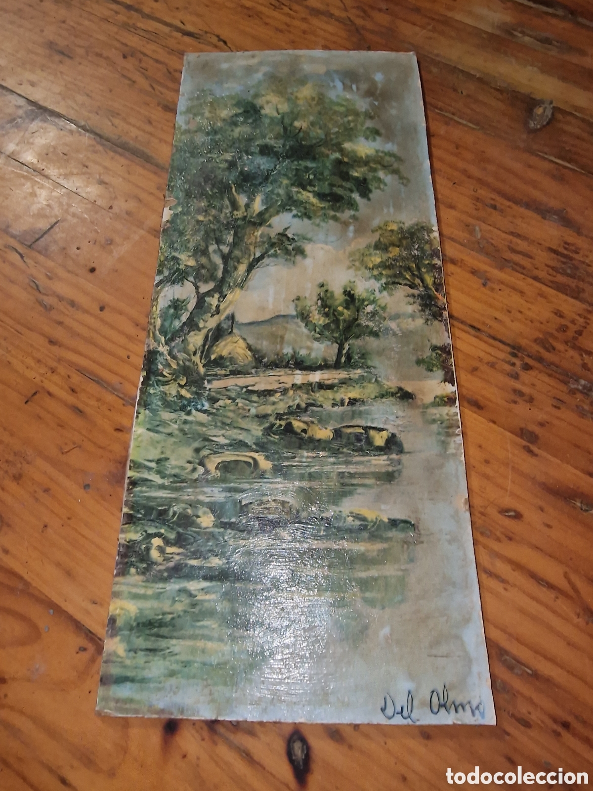 Other art objects: Cuadro paisaje pintura firmada del olmo,a&ntilde;os 60,vintage