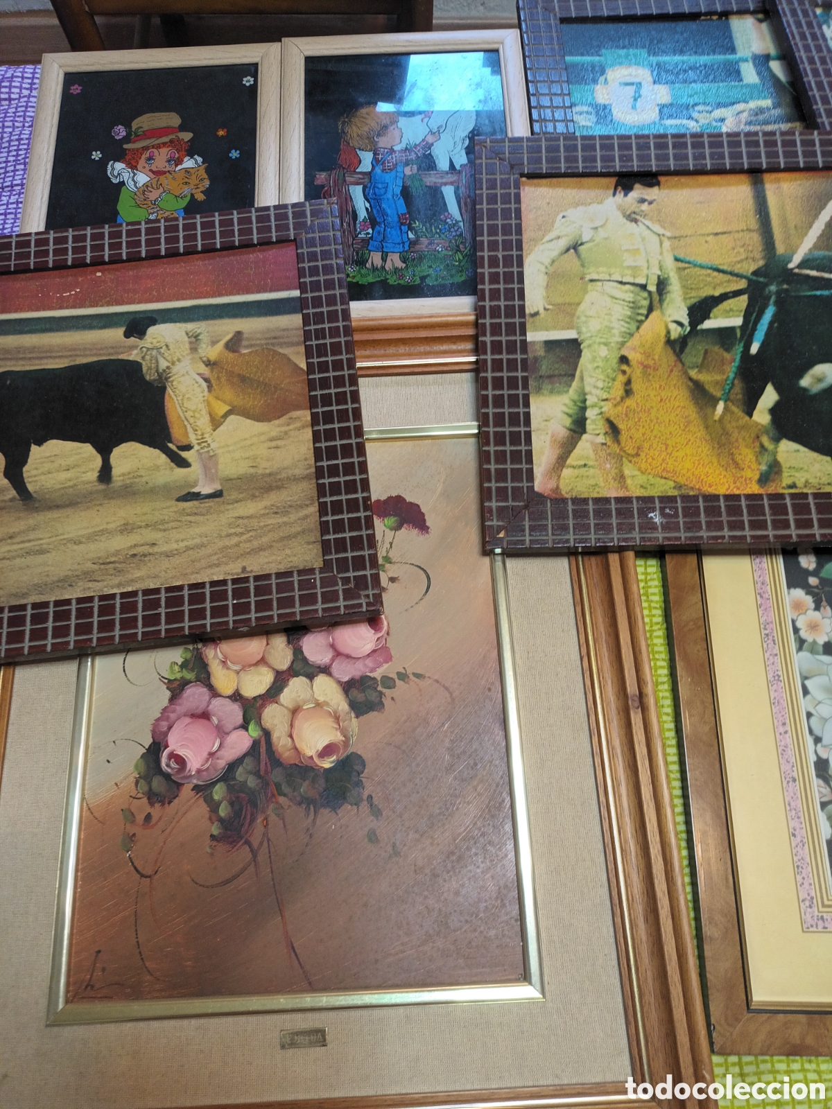 Otros Objetos de Arte: LOTE DE ANTIGUOS CUADROS ALGUNO AL OLEO