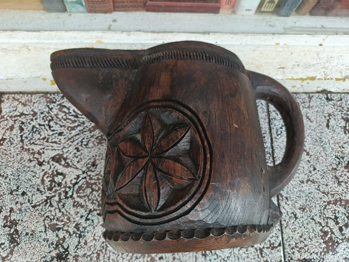 Arte: ZAPICA JARRA TRADICIONAL ASTURIANA TALLADA FIRMADA R .P EN LA BASE CASTA&Ntilde;O TRISQUEL