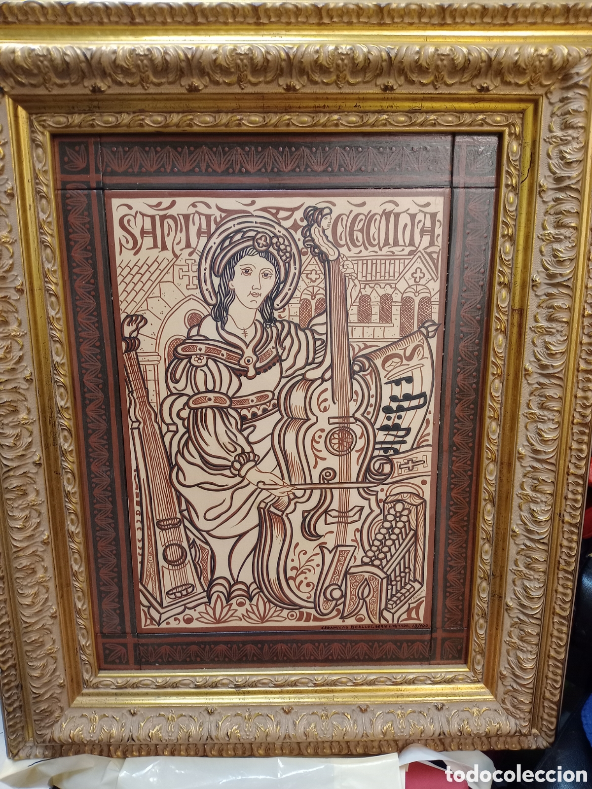 Otros objetos de arte: Santa Cecilia en cer&aacute;mica - Foto 3