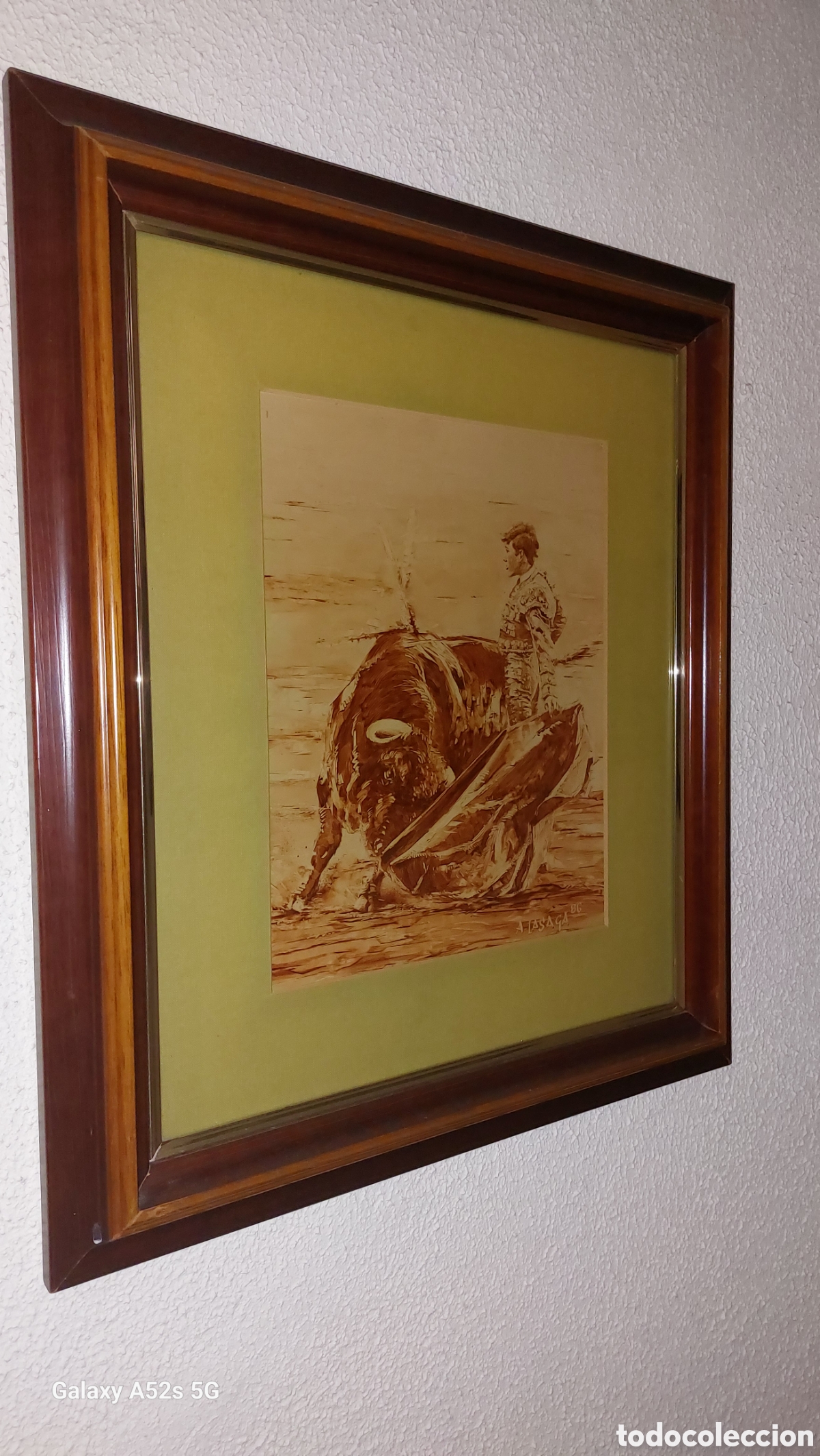 Otros Objetos de Arte: Cuadro taurino Antonio Lasaga Arquillos 1986 &ndash; Toro y Miguel B&aacute;ez Esp&iacute;nola &ndash; 24x30 cm