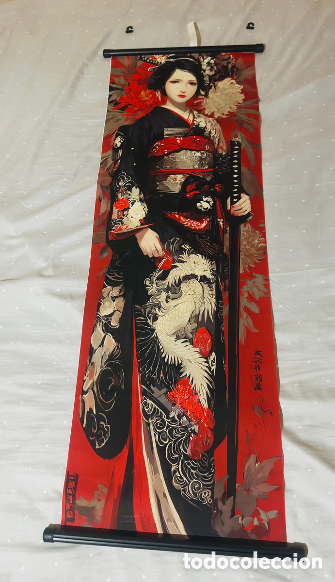 Otros Objetos de Arte: Lienzo japon&eacute;s.Geisha.Nuevo a estrenar.