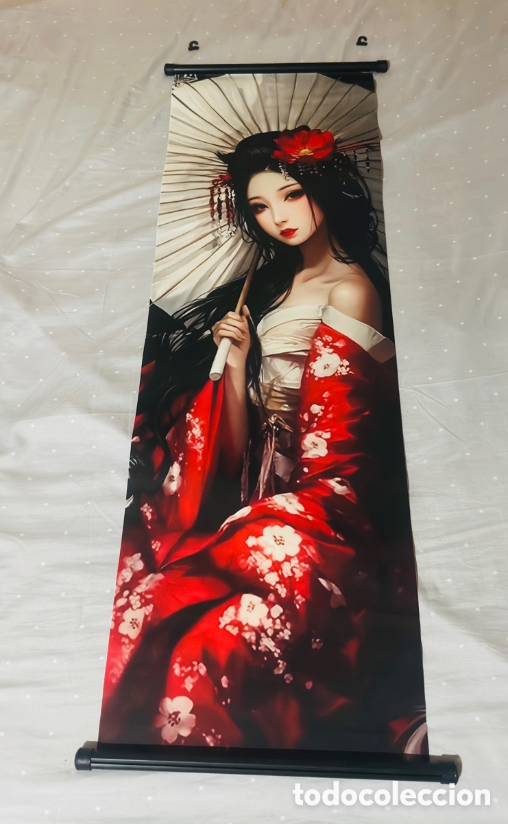Otros Objetos de Arte: Precioso lienzo japon&eacute;s geisha nuevo a estrenar.