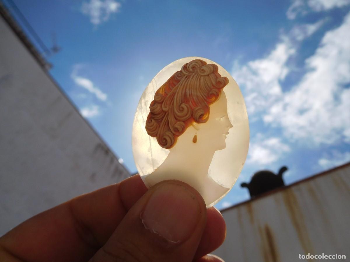 Otros Objetos de Arte: Concha talla camafeo antigua efigie mujer