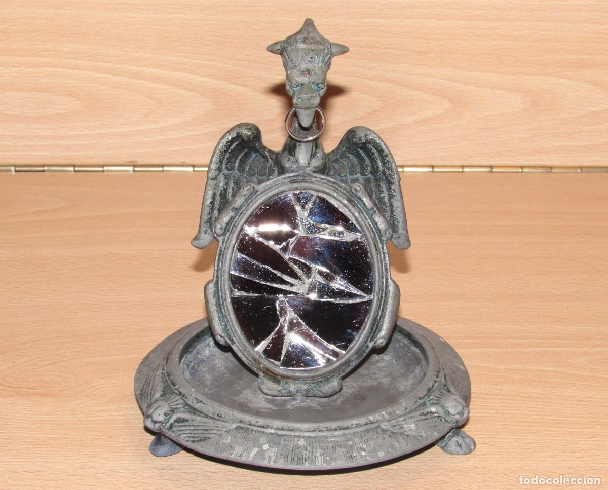 Otros Objetos de Arte: Espejo vac&iacute;a bolsillos bandeja joyas de estilo g&oacute;tico drag&oacute;n alado g&aacute;rgolas diablos aleaci&oacute;n metal