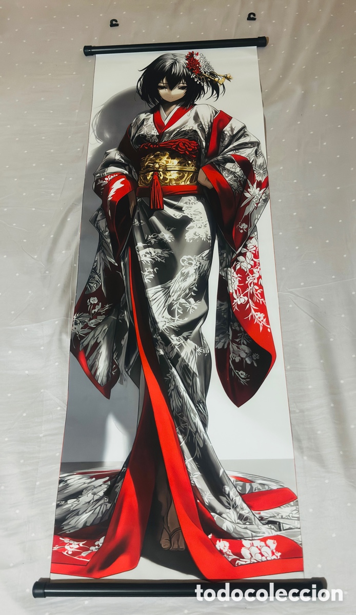 Otros Objetos de Arte: Lienzo japon&eacute;s.Guerrera.Samurai.Nuevo a estrenar