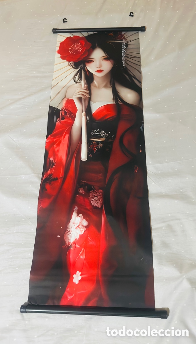 Otros Objetos de Arte: Precioso lienzo japon&eacute;s geisha nuevo a estrenar.