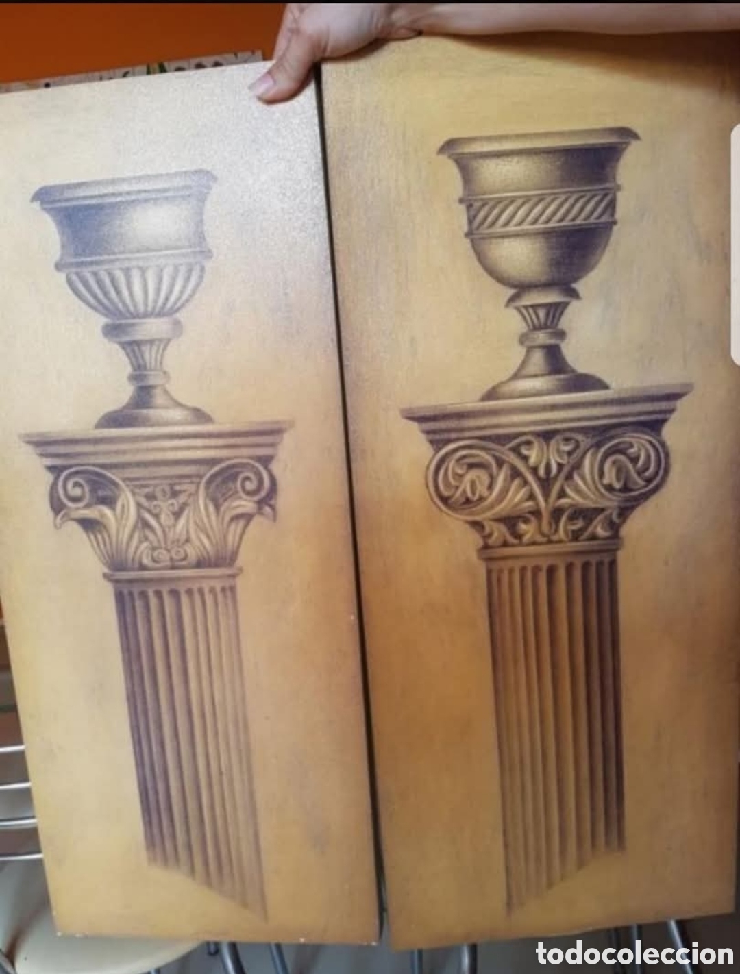 Otros objetos de arte: Conjunto 2 cuadros d&iacute;pticos ( columnas con jarrones) - Foto 1