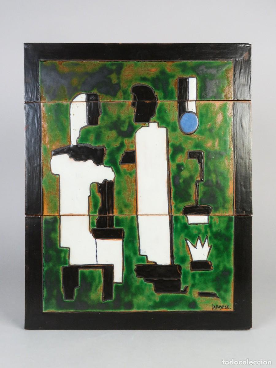 Otros Objetos de Arte: Faraones N&ordm; 80 mural de cer&aacute;mica policromada y esmaltada Jos&eacute; Lapayese Bruna siglo XX