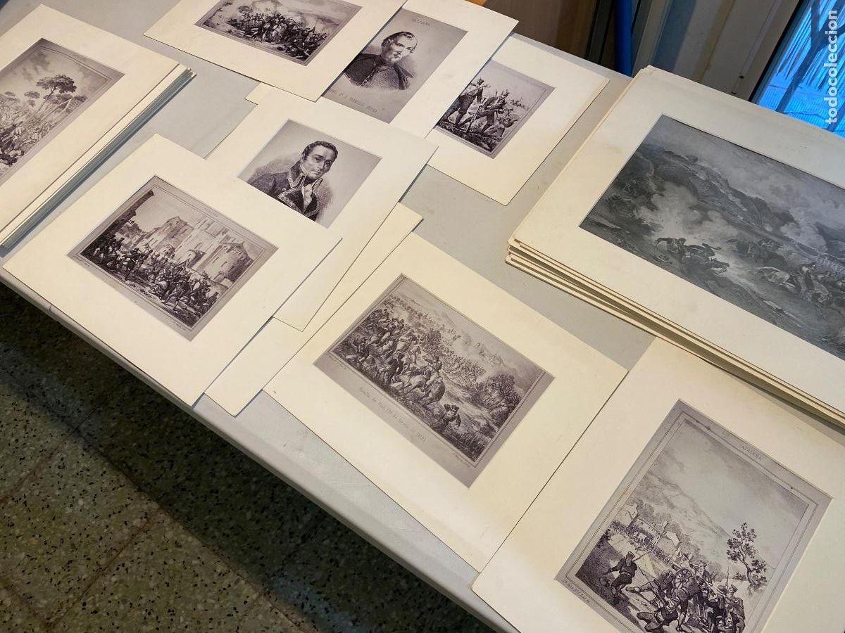 Otros Objetos de Arte: 38 Fotocopias litografia guerra independencia en catalu&ntilde;a con marquito de cart&oacute;n