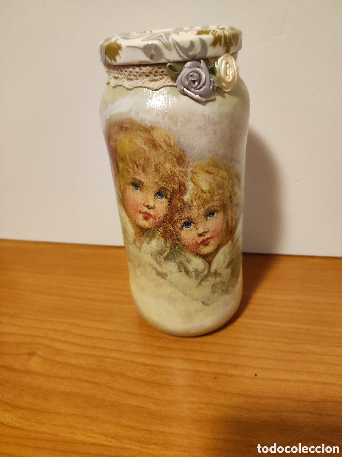 Arte: Tarro vintage &aacute;ngeles decorado a mano