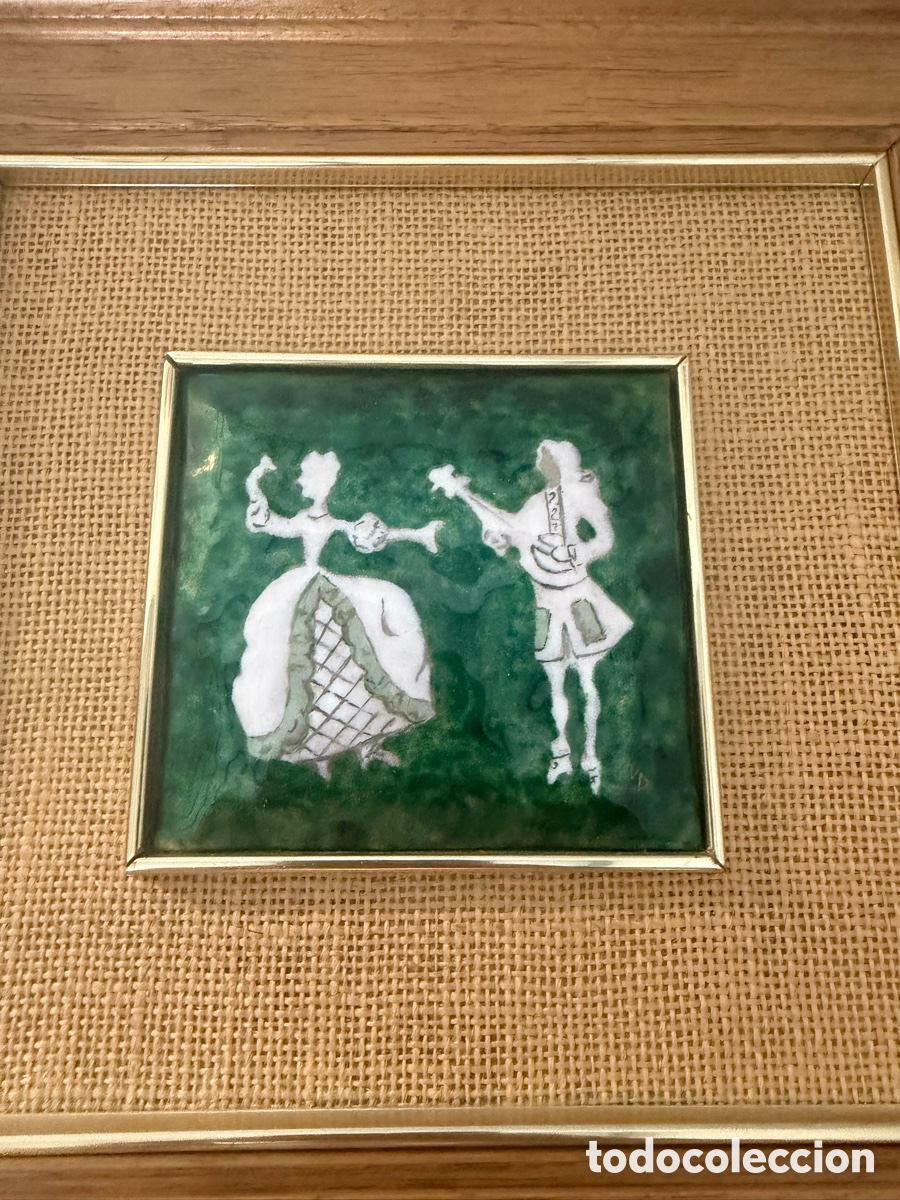 Otros objetos de arte: Cuadros esmaltes escena galante - Foto 2