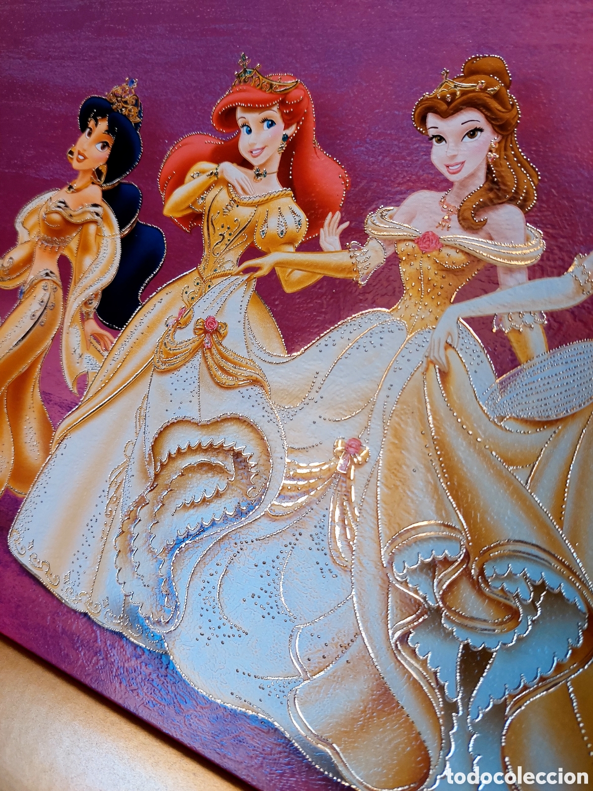 Otros objetos de arte: Cuadro Princesas Disney Dorado - Foto 4