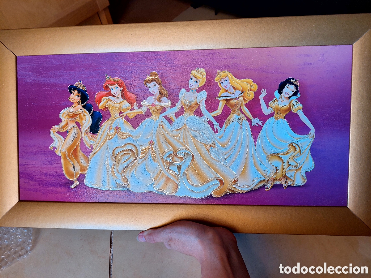 Otros Objetos de Arte: Cuadro Princesas Disney Dorado