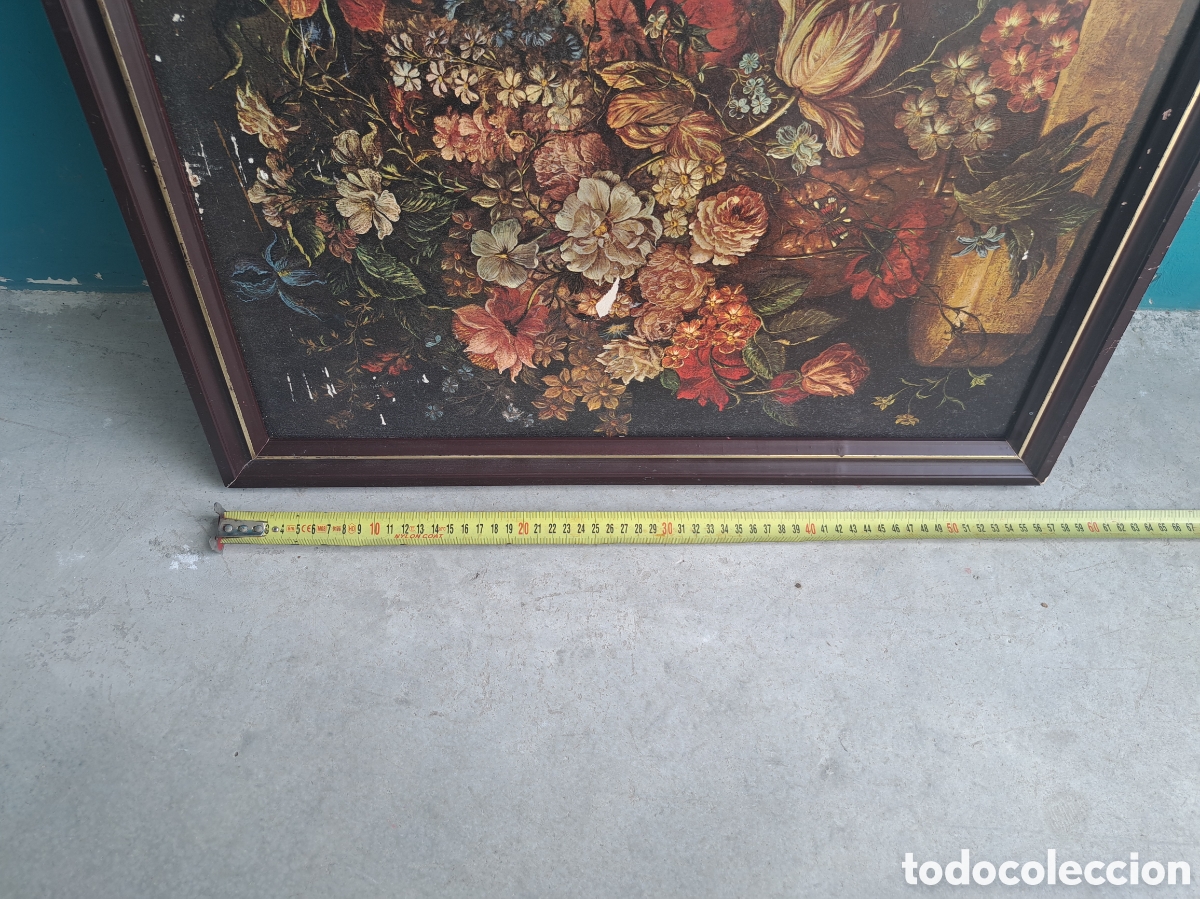 Otros objetos de arte: Jml Cuadro enmarcado bodeg&oacute;n con flores impreso en madera - Foto 5
