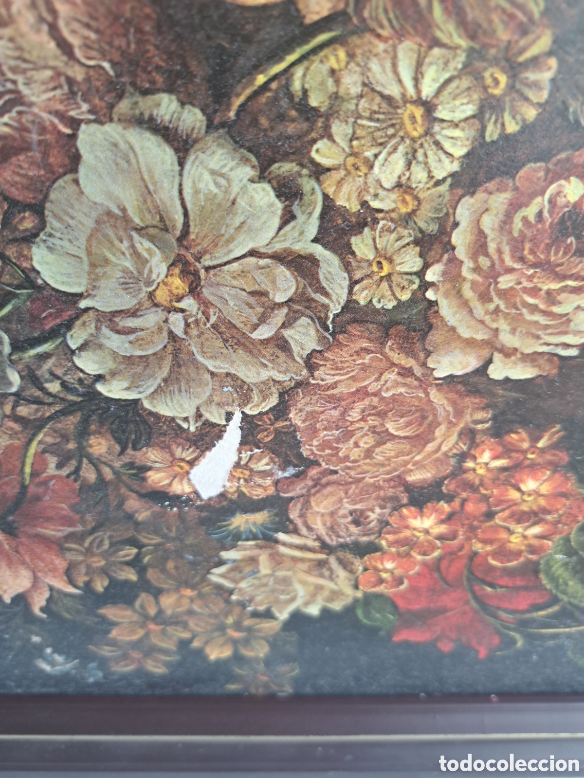 Otros objetos de arte: Jml Cuadro enmarcado bodeg&oacute;n con flores impreso en madera - Foto 6