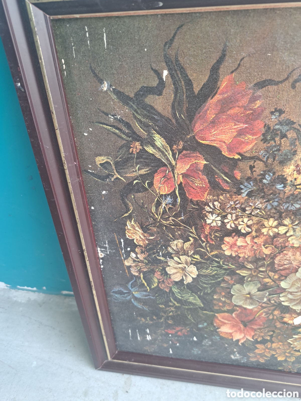 Otros objetos de arte: Jml Cuadro enmarcado bodeg&oacute;n con flores impreso en madera - Foto 7