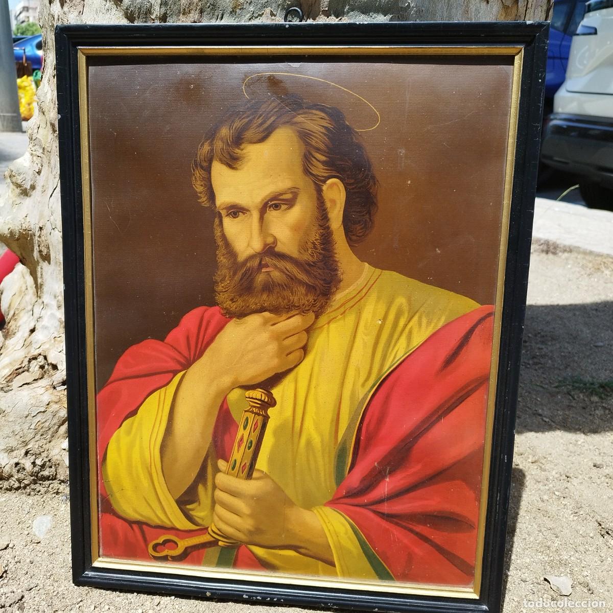 Otros Objetos de Arte: CUADRO DE PABLO APOSTOL CON EMPU&Ntilde;ADURA ESPADA - 43 X 55 -