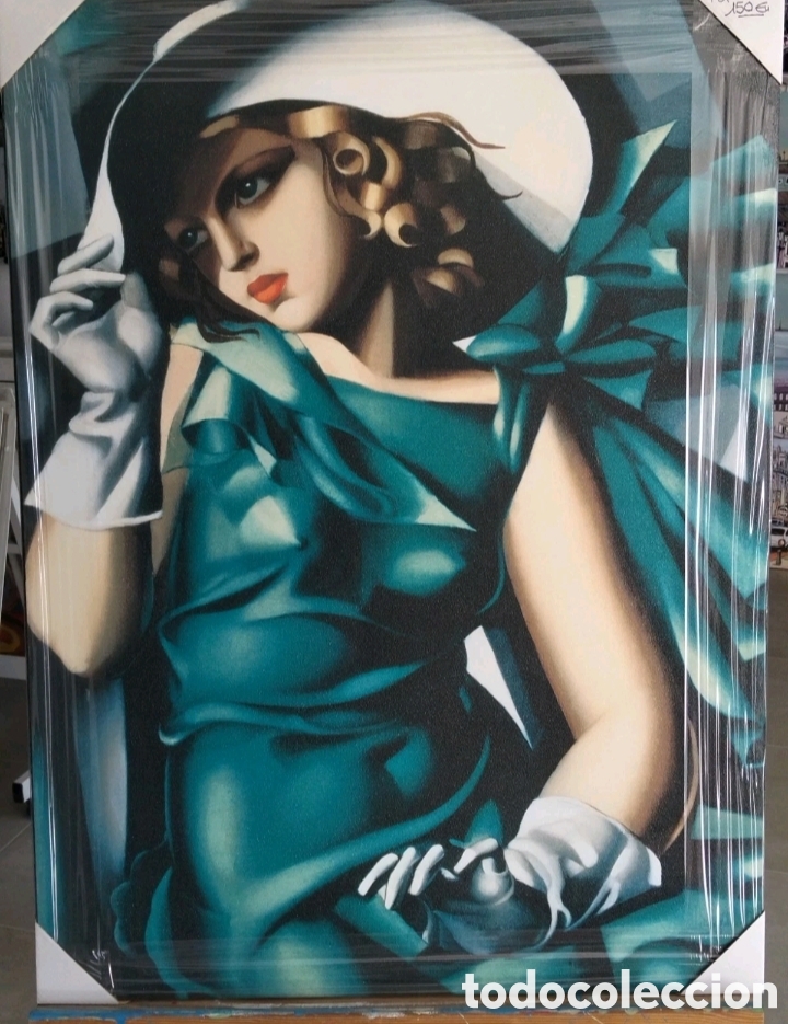 Otros Objetos de Arte: Tamara Lempicka - muchacha Con Pamela : Cuadro R&eacute;plica en Madera 80x60 Cm