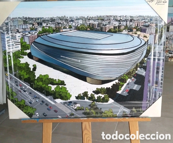 Otros Objetos de Arte: Alcal&aacute;: Real Madrid Santiago Bernab&eacute;u - Cuadro en Madera 70x50 Cm