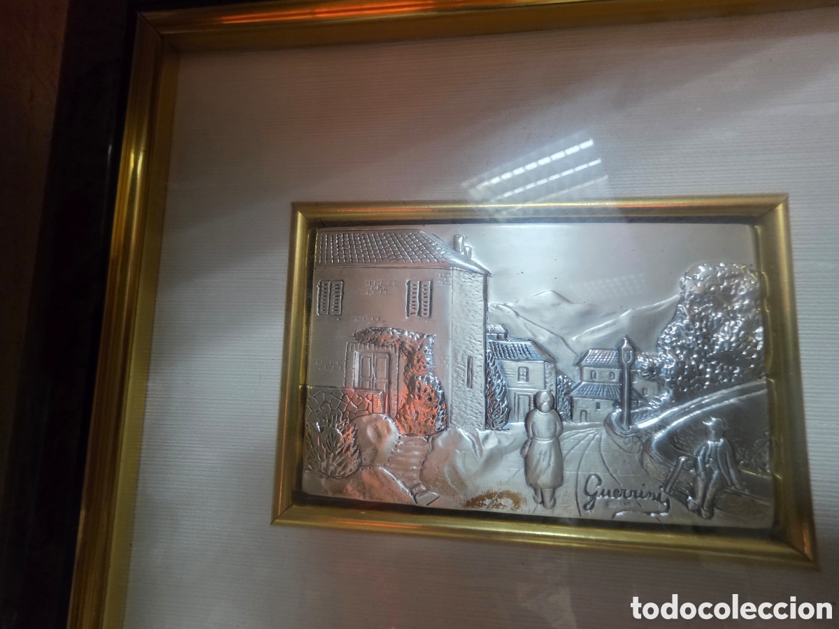 Otros objetos de arte: Conjunto de dois quadros em prata e uma moeda antiga - Foto 3