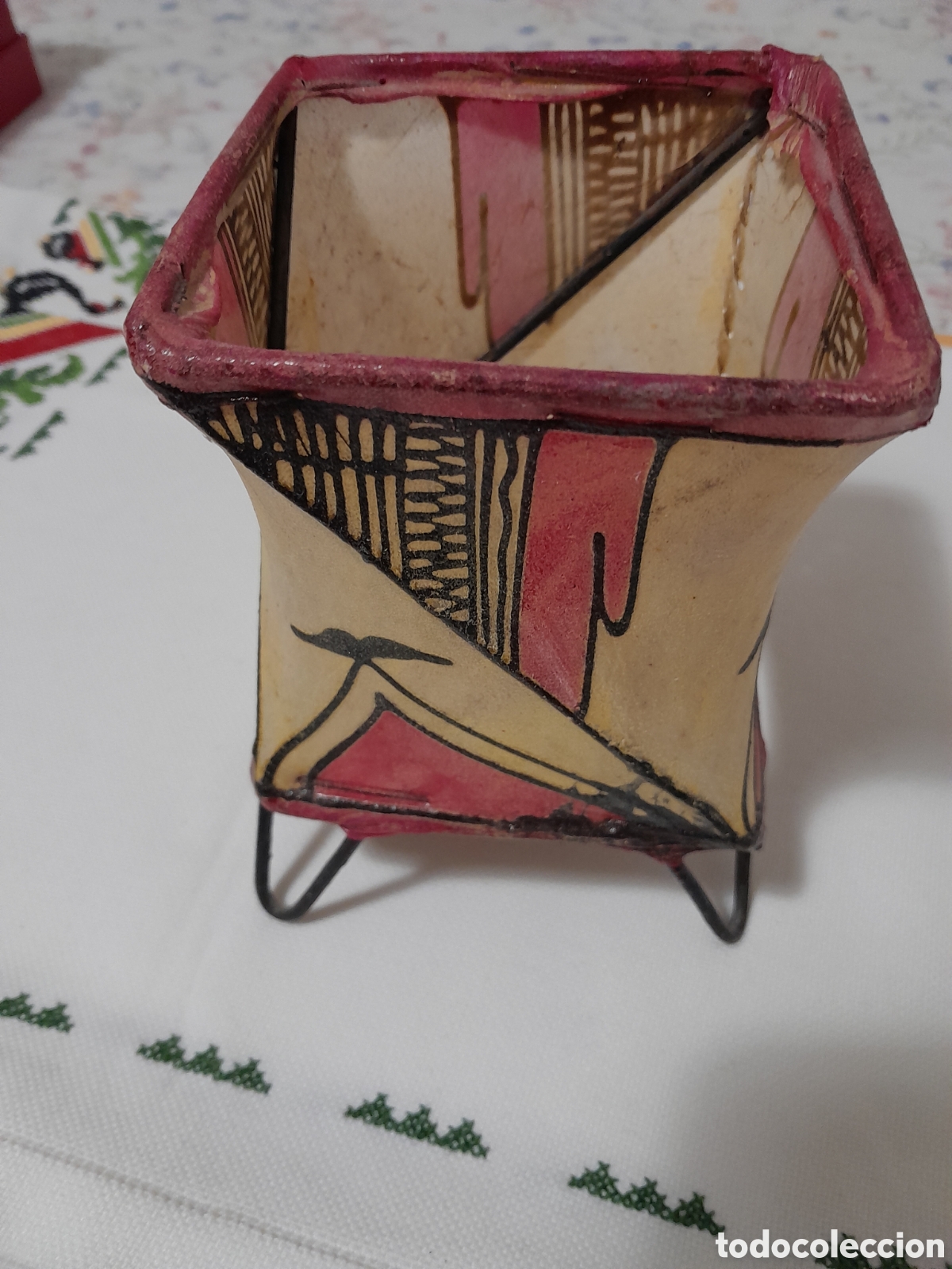 Otros Objetos de Arte: Portavelas piel,forja