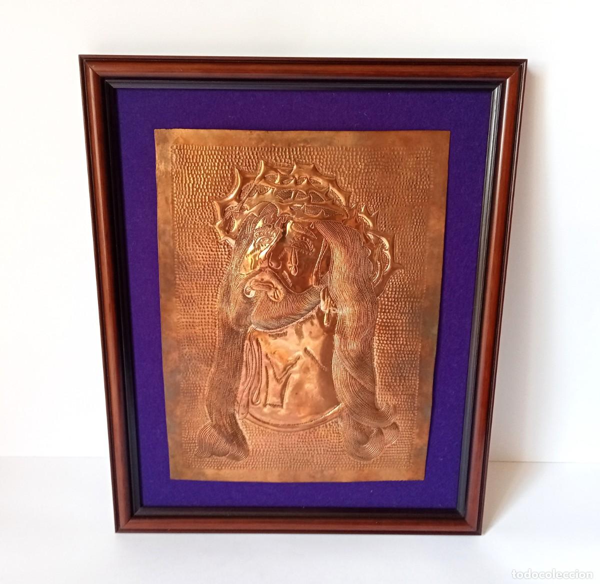Otros objetos de arte: COBRE REPUJADO - BAJORRELIEVE - ROSTRO DE CRISTO - Foto 1