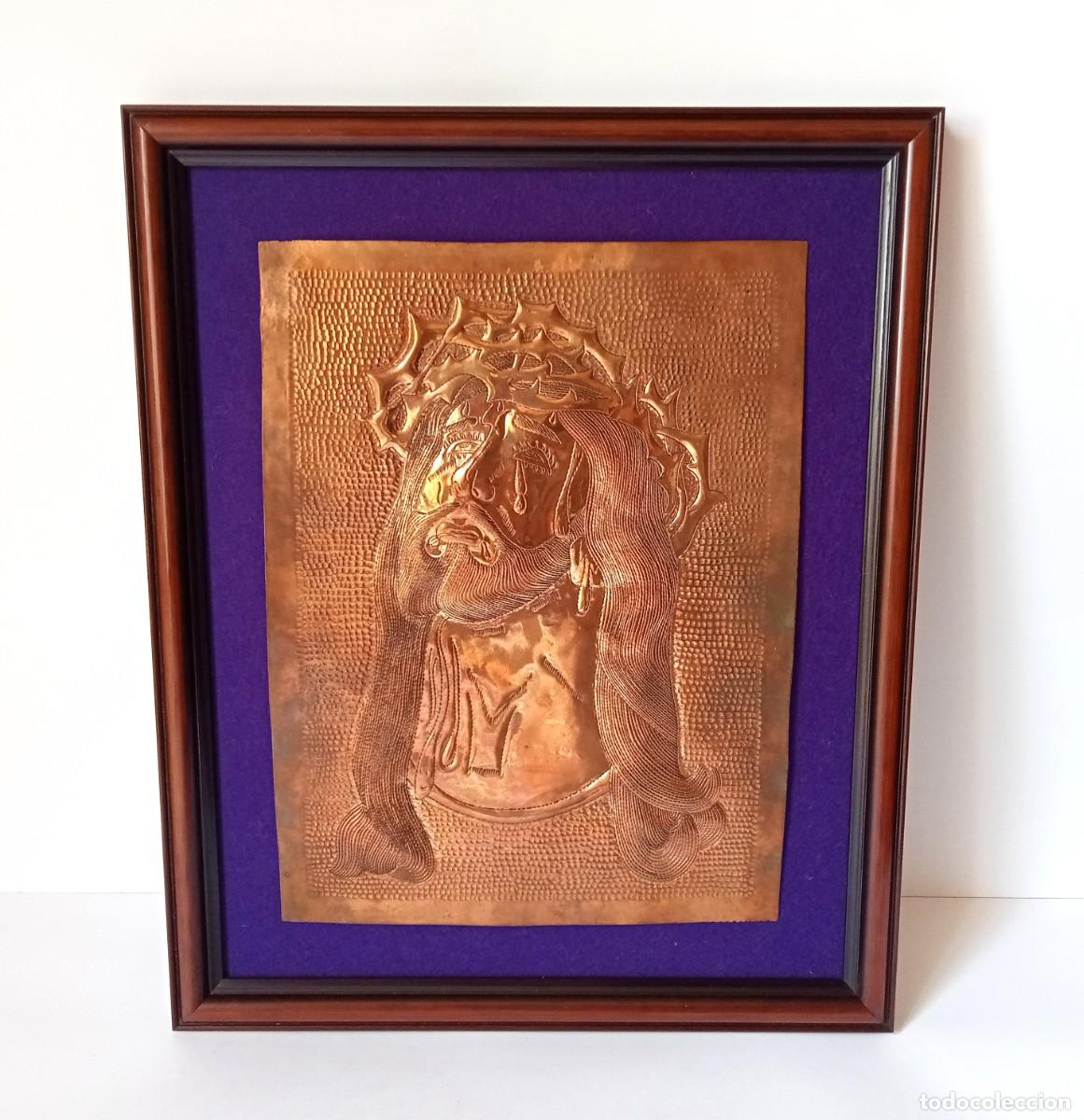Otros objetos de arte: COBRE REPUJADO - BAJORRELIEVE - ROSTRO DE CRISTO - Foto 3