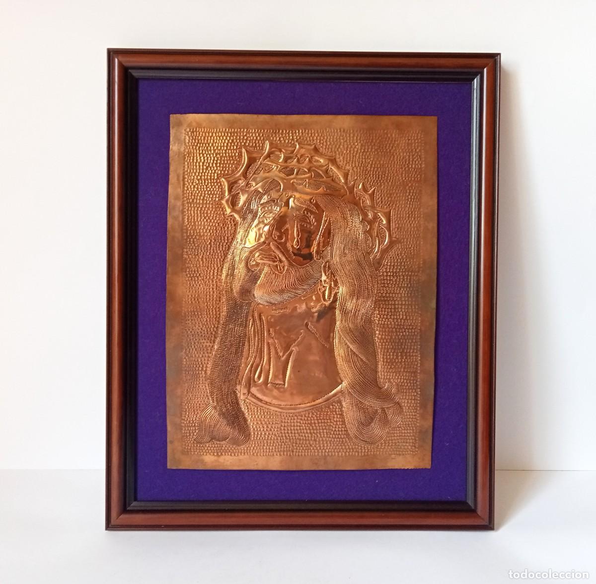 Otros objetos de arte: COBRE REPUJADO - BAJORRELIEVE - ROSTRO DE CRISTO - Foto 4