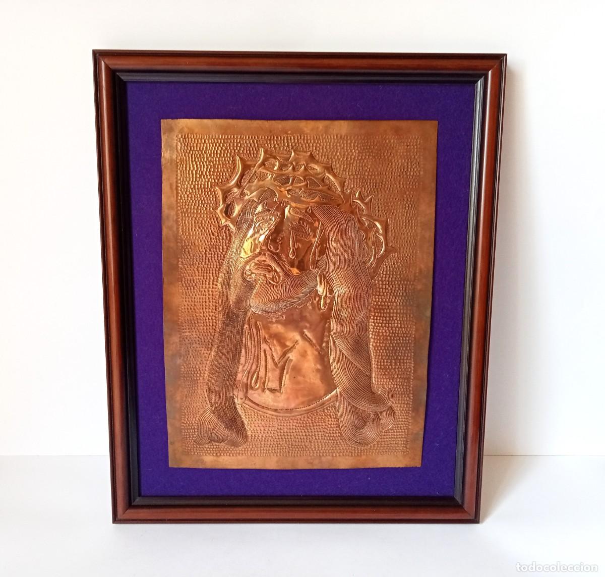 Otros objetos de arte: COBRE REPUJADO - BAJORRELIEVE - ROSTRO DE CRISTO - Foto 5