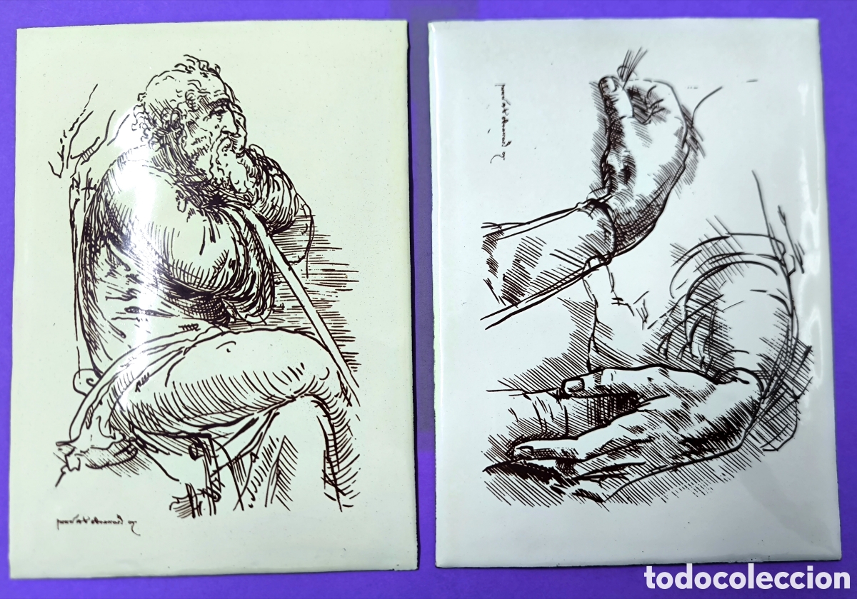 Otros Objetos de Arte: DOS DIBUJOS ESMALTES AL FUEGO 28x13 firmados