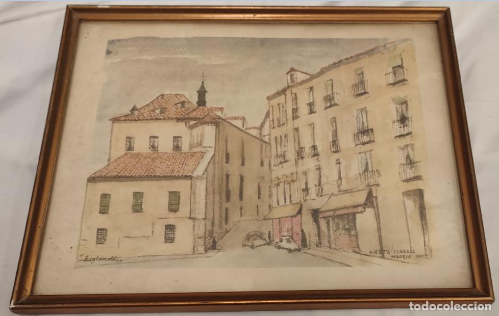 Otros objetos de arte: LITOGRAFIA O SIM. ENMARCADA DE DIBUJO DE ESPLANDIU, PUERTA CERRADA MADRID