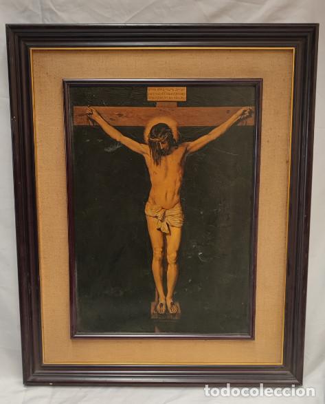 Otros objetos de arte: CUADRO TIPO CRAQUELADO, CRISTO CRUCIFICADO DE VELAZQUEZ - Foto 1