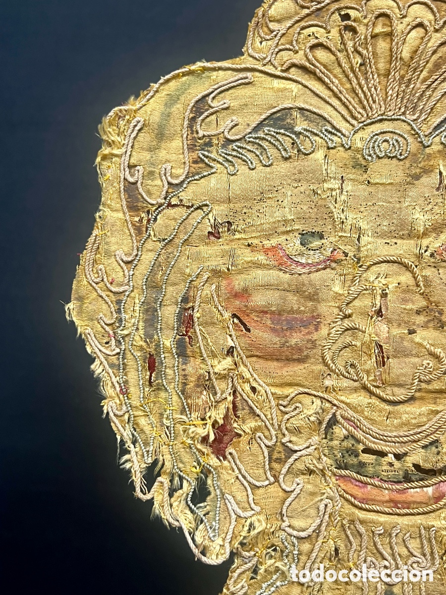 Otros objetos de arte: Bordado de rostro grotesco. Alta &eacute;poca. - Foto 4