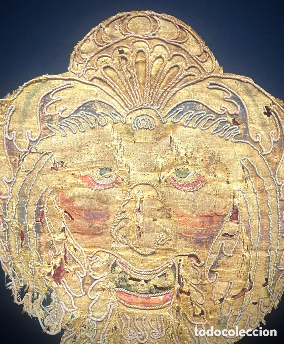 Otros objetos de arte: Bordado de rostro grotesco. Alta &eacute;poca. - Foto 6