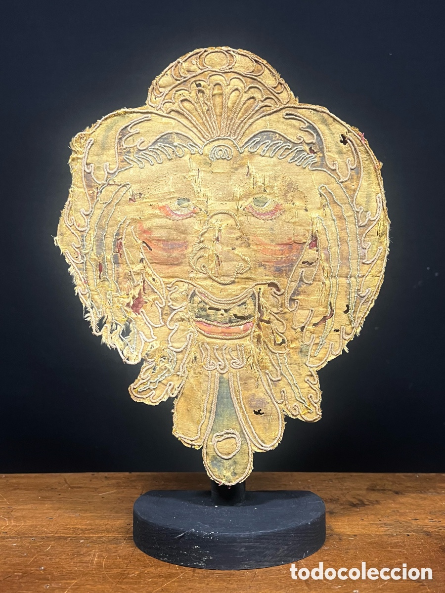 Otros objetos de arte: Bordado de rostro grotesco. Alta &eacute;poca. - Foto 8