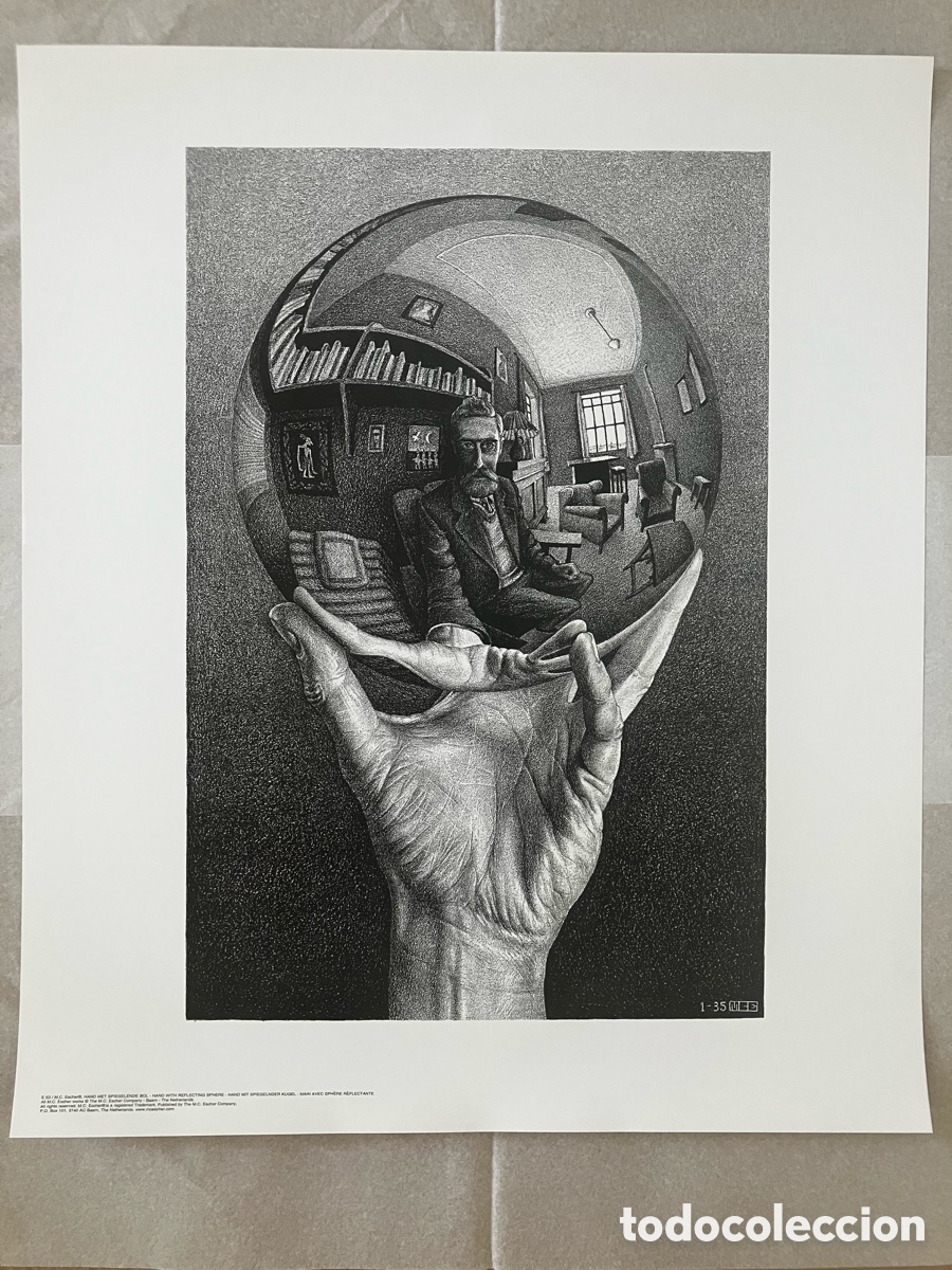 Otros objetos de arte: L&aacute;mina Escher bola esfera