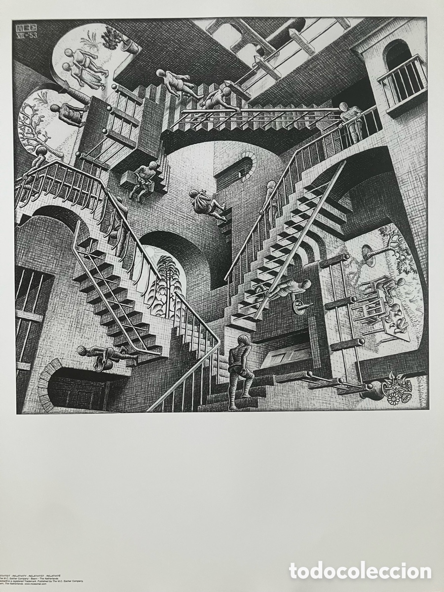 Otros objetos de arte: L&aacute;mina relativity Escher - Foto 3