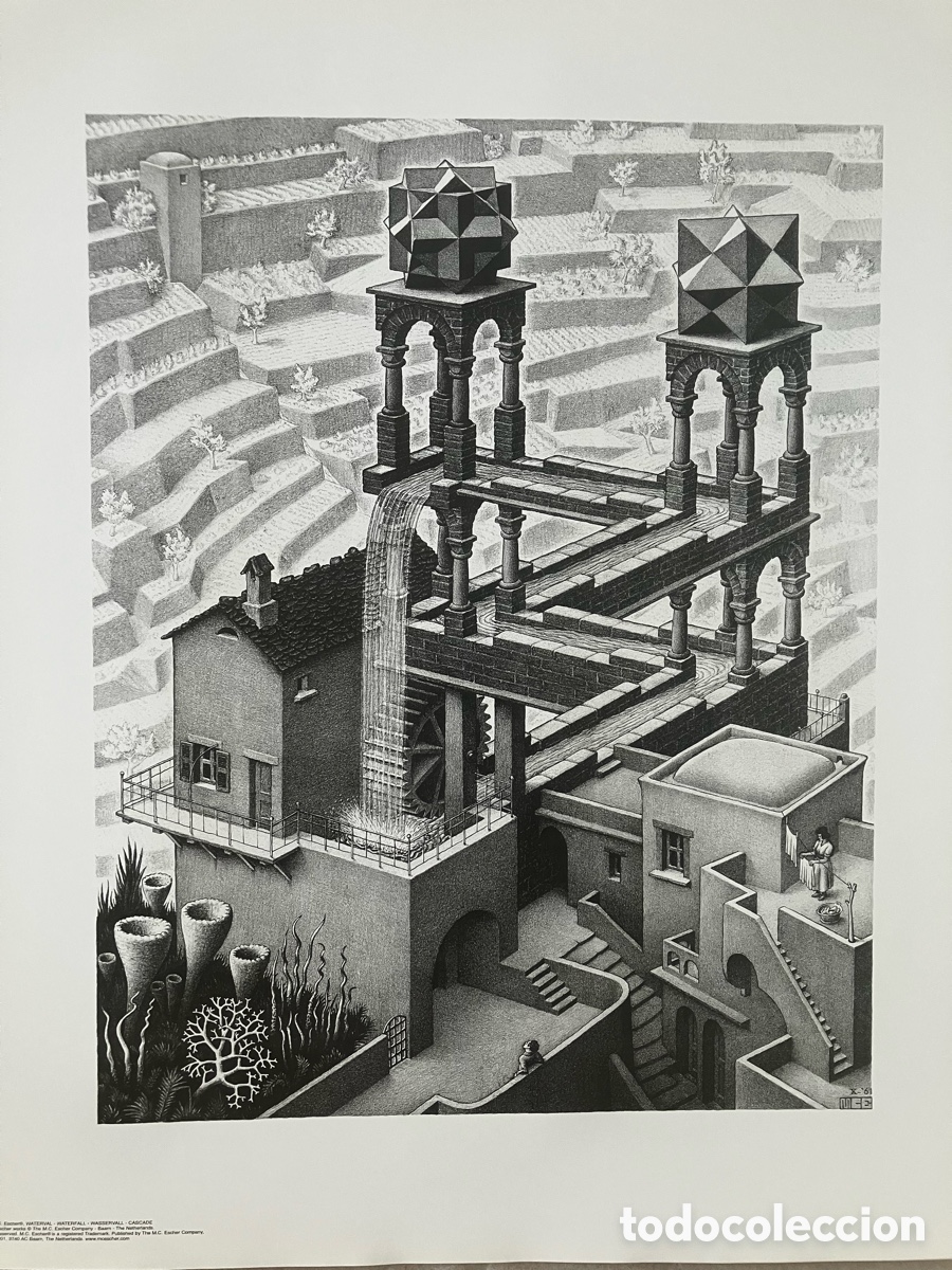 Otros objetos de arte: L&aacute;mina Escher escaleras torres - Foto 2