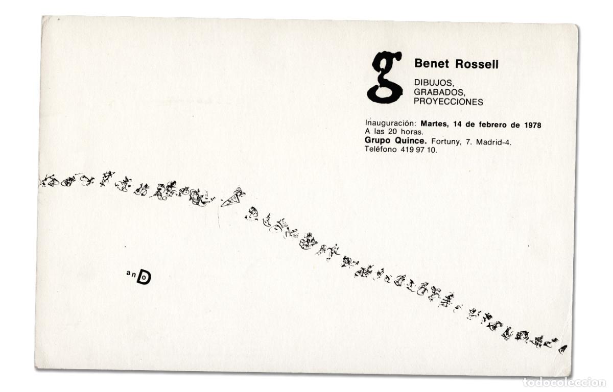 Otros objetos de arte: Benet Rosell. Tarjet&oacute;n inauguraci&oacute;n en Grupo Quince, 1978