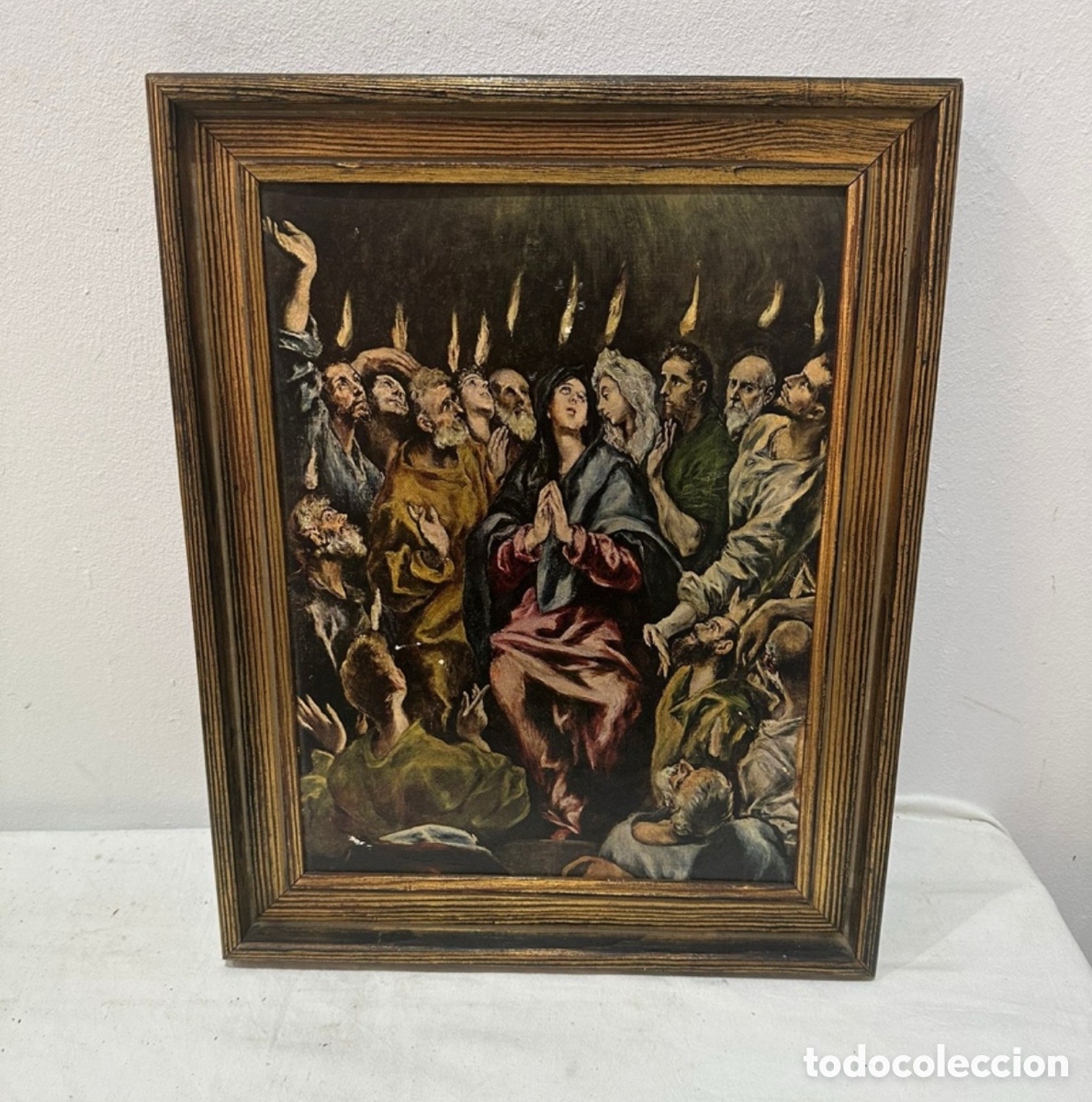 Otros objetos de arte: Cuadro religioso antiguo enmarcado &ndash; 50 &times; 38 cm.