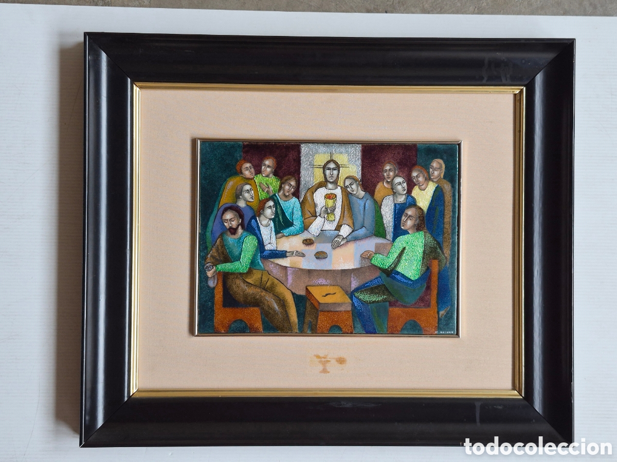 Otros objetos de arte: MONTSERRAT MAINAR BENEDICTO (Barcelona, 1928) BONITO ESMALTE DE LA ULTIMA CENA. FIRMADO