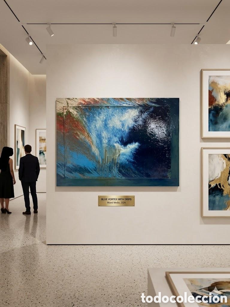 Otros objetos de arte: Blue Vortex with Drips&rdquo; &ndash; T&eacute;cnica Mixta Monumental sobre Madera&nbsp;