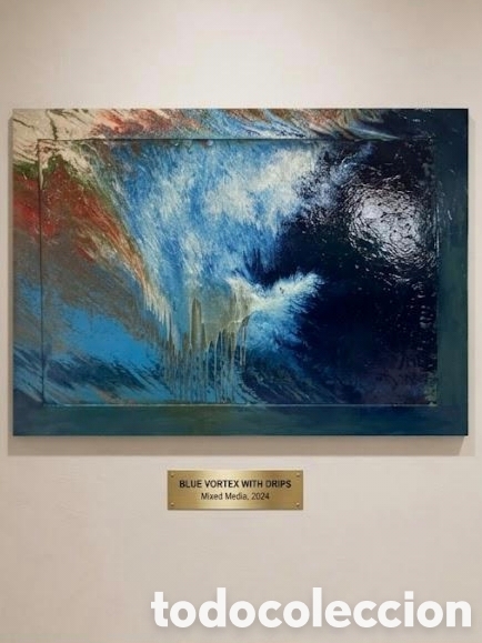 Andere Kunstgegenst&auml;nde: Blue Vortex with Drips&rdquo; &ndash; T&eacute;cnica Mixta Monumental sobre Madera&nbsp;