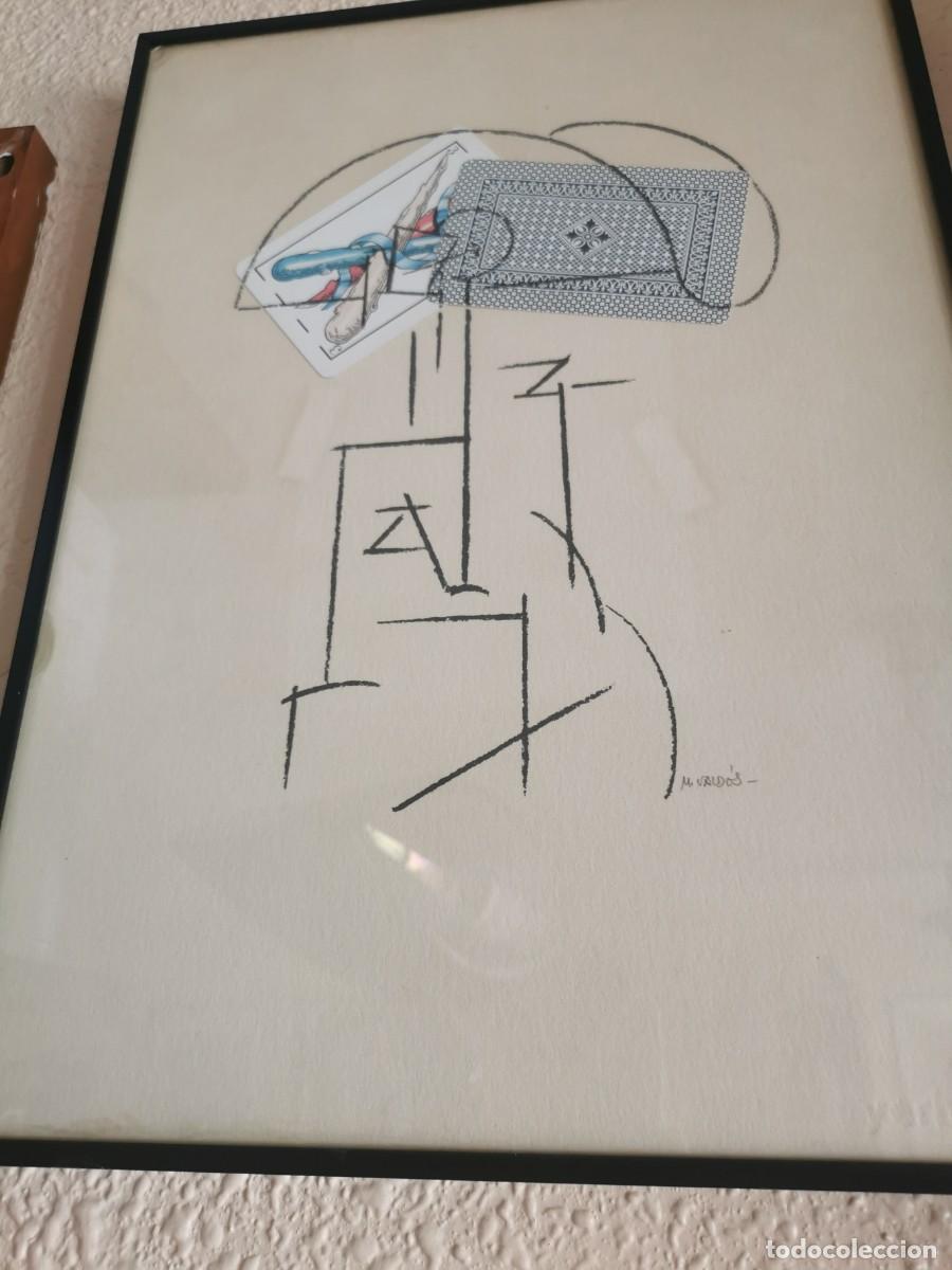 Otros objetos de arte: Collage Baraja. Tres de Bastos. Manolo Vald&eacute;s.