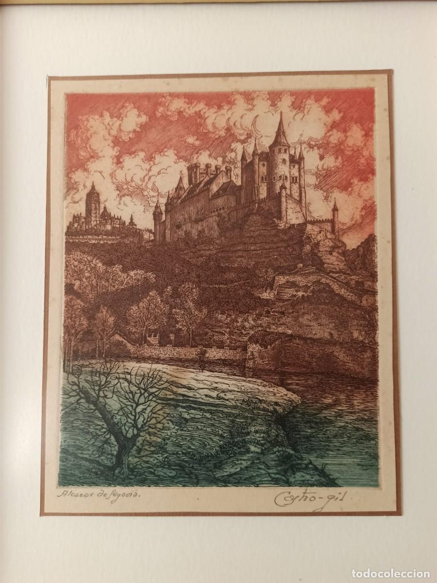 Otros objetos de arte: ALC&Aacute;ZAR DE SEGOVIA AGUAFUERTE CASTRO GIL MEDIDAS PINTURA 16,5 X 21 MARCO 34 X 39 CENT&Iacute;METROS