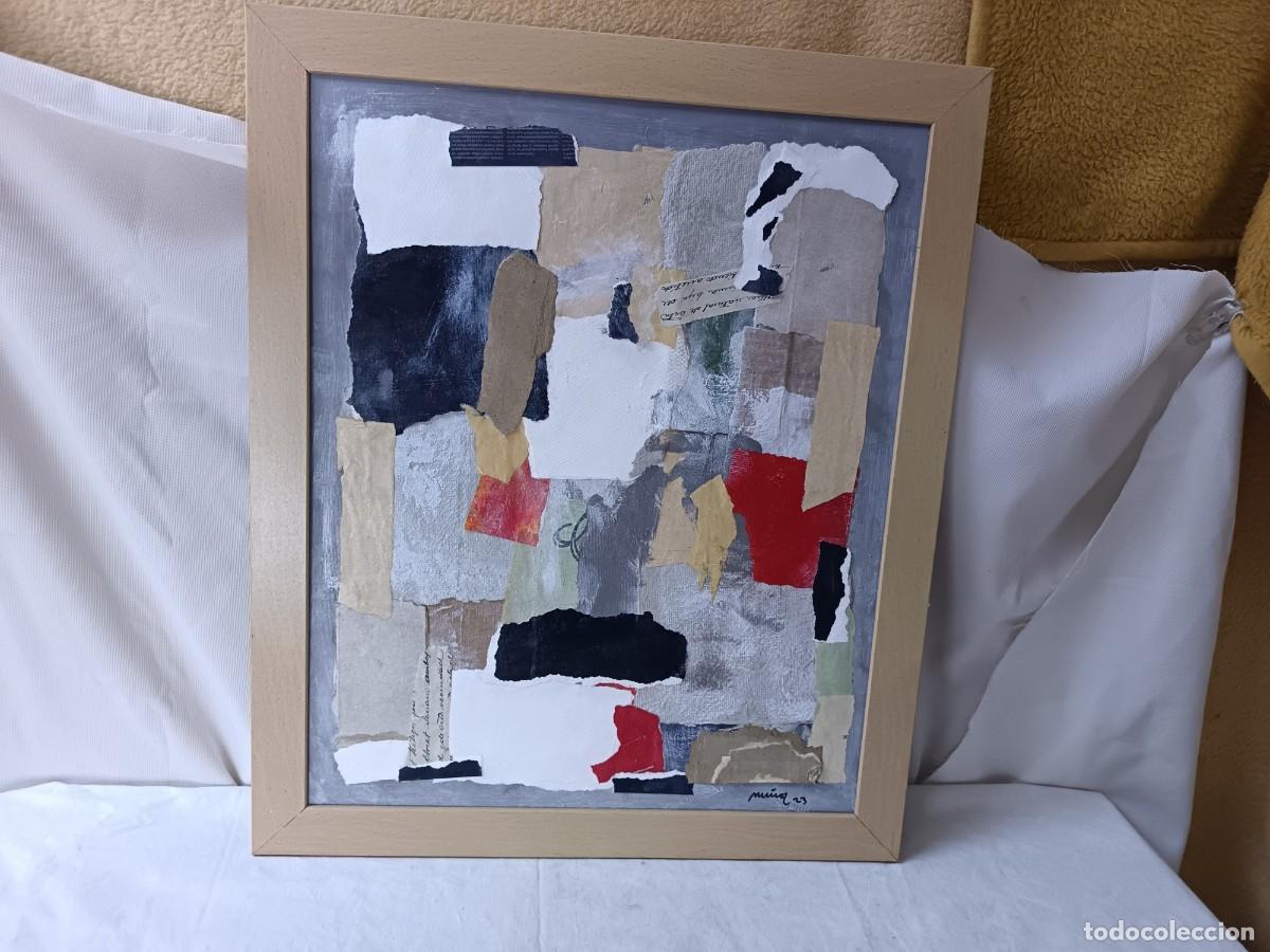 Art: Obra original del artista ilicitano Pepe Mu&ntilde;oz, abstracto, firmado y enmarcado, 2023, collage